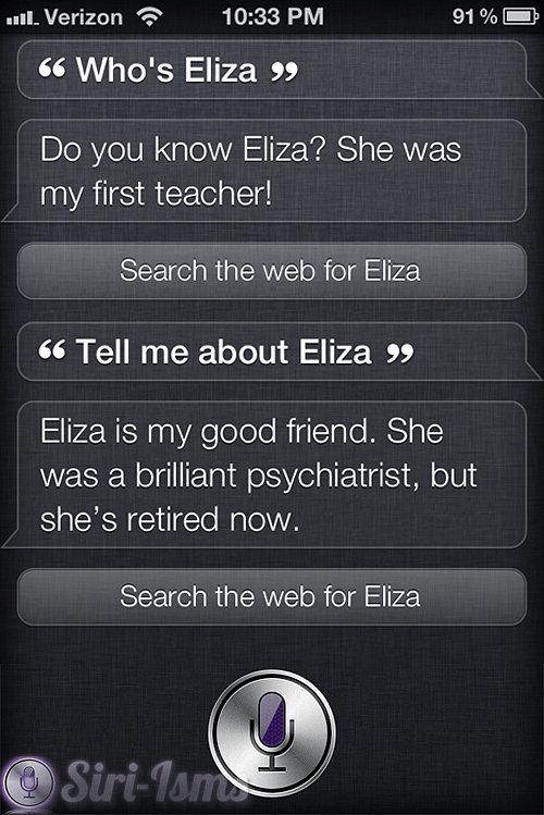 Who Is Eliza? Siri Says Funny Things
